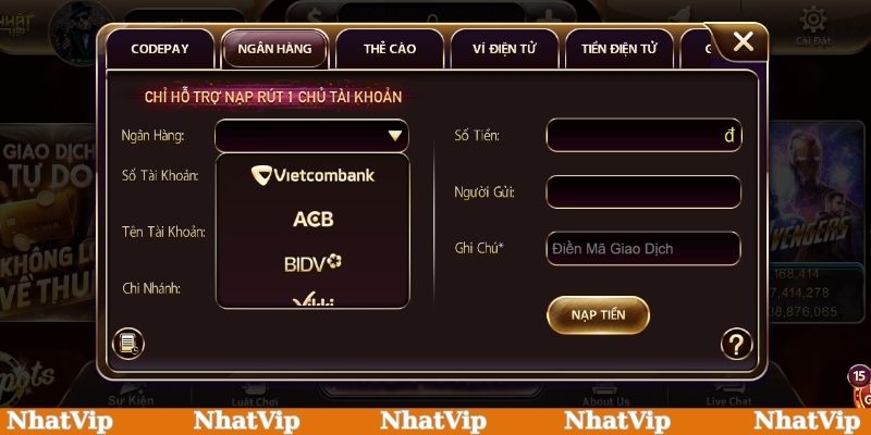 Hướng dẫn nạp tiền tham gia cược