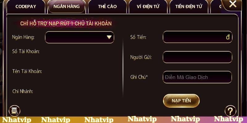 Một số hình thức nạp tiền nhanh chóng cùng Nhatvip